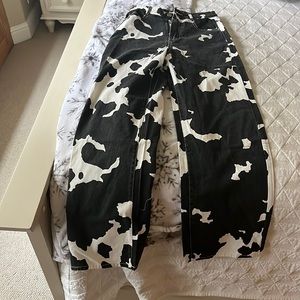 12th Tribe Midland Black Cow Print Jeans